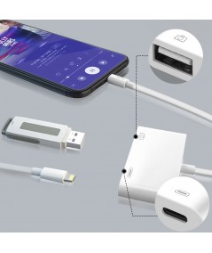 Adaptateur iOs vers USB + Charge Lightning 12 cm